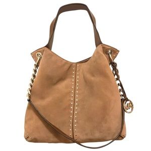 Michael Kors
Uptown Astor Studded Suede Beige Brown Silver